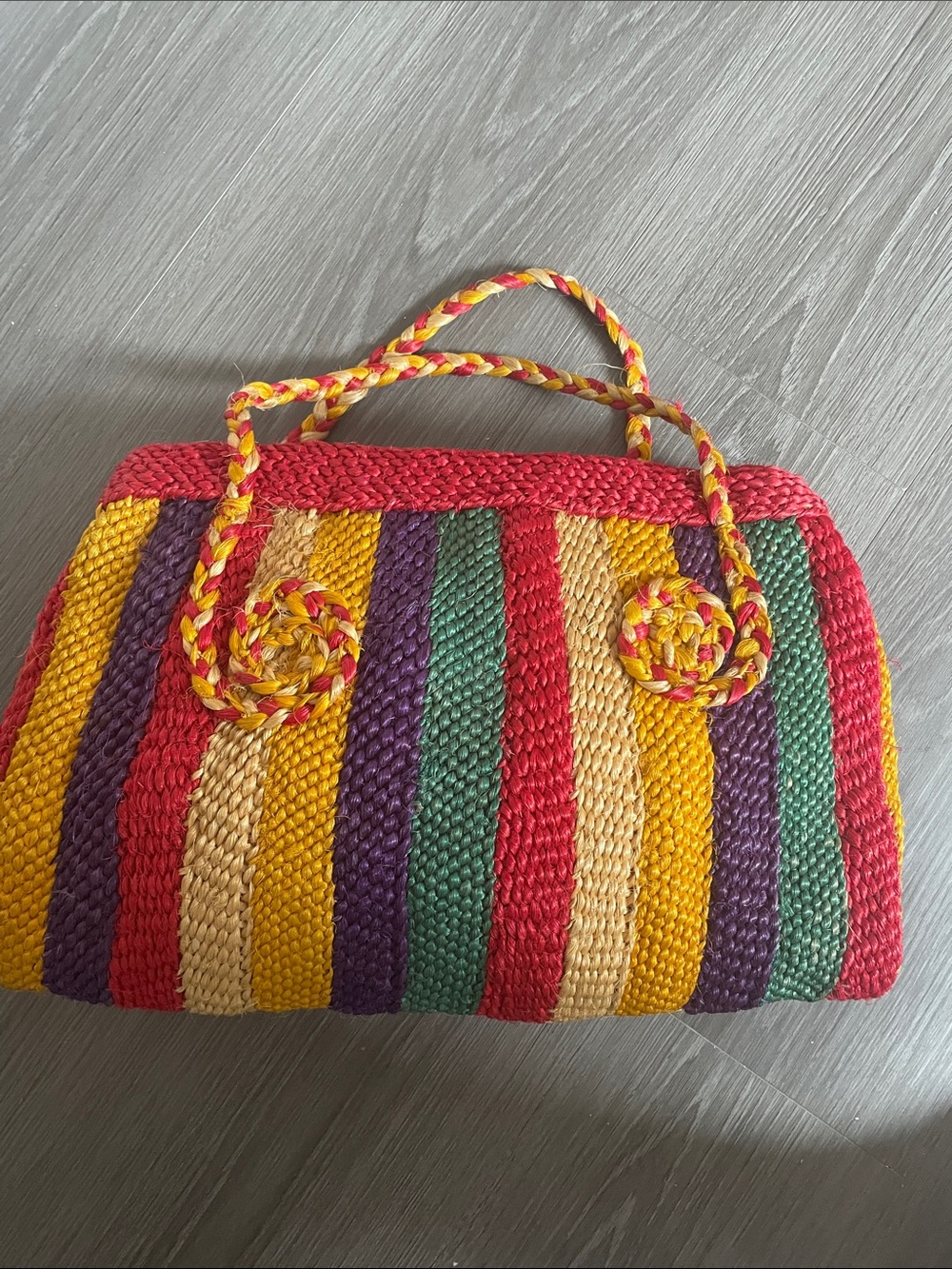 Colourful straw satchel
